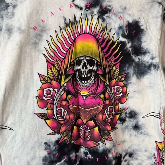 Affliction Black Label Black And White Tie Dye Sacred Earth Shirt Size Medium - Picture 6 of 6